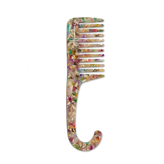 afroani rainbow plastic free shower comb, white background